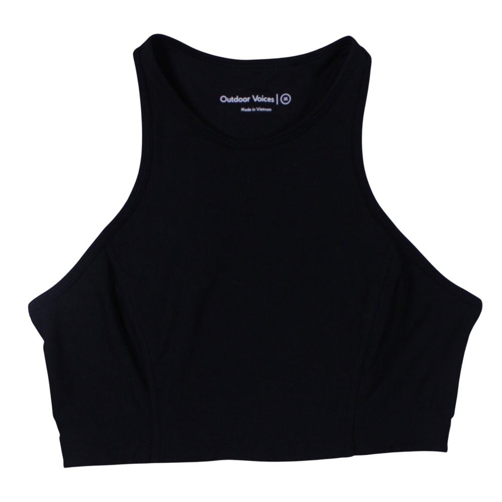 outdoor Voices cropped top sports bra sz M black longline high neck